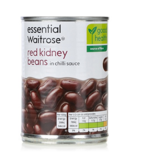 Essential Waitrose red kidney beans in chilli sauce 395g
