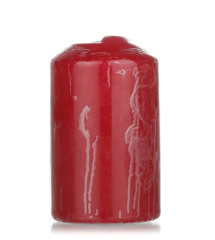 Essential Waitrose small red pillar candle