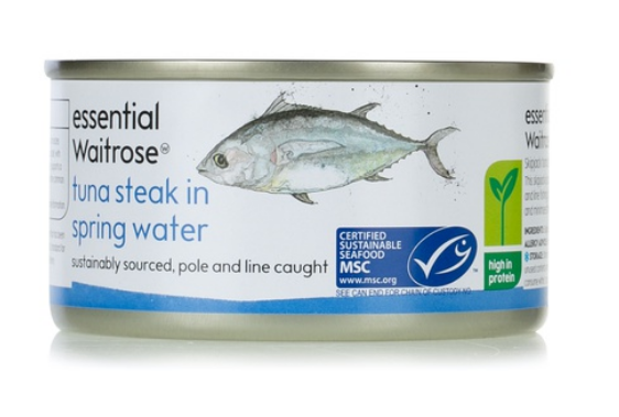 Essential Waitrose tuna steak in spring water 200g