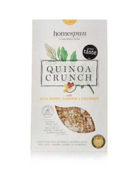 Homespun quinoa crunch with goji, coconut & cashew 275g