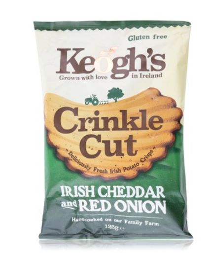 Keogh\'s crinkle cut cheddar & onion 125g