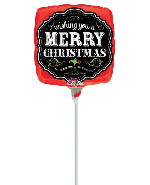 Merry Christmas Chalkboard Square Foil Balloon