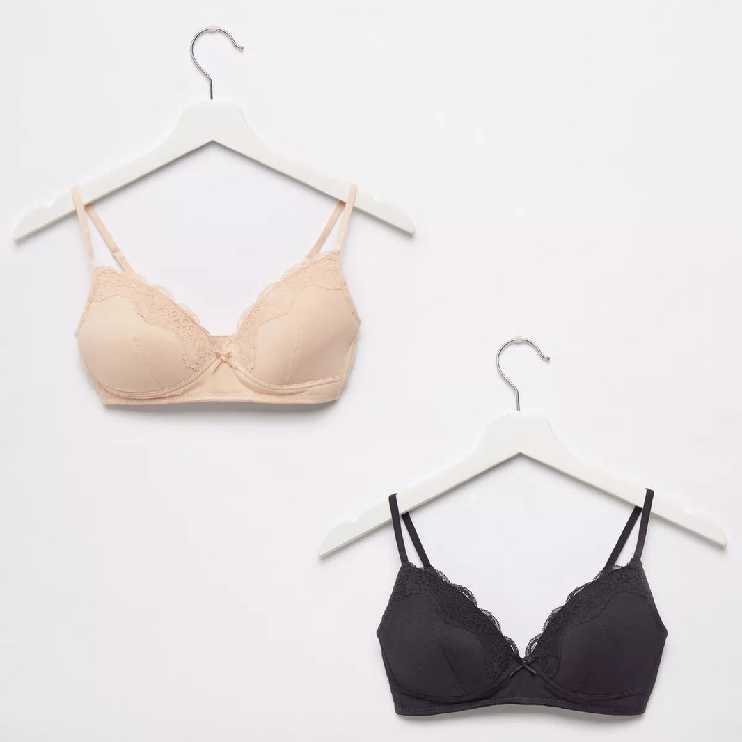 Pack of 2 - Lace Detail A-frame Bra
