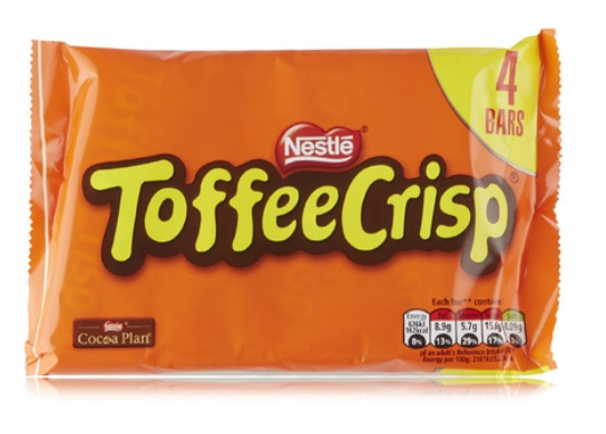 Nestle toffee crisp chocolate bar 4x31g