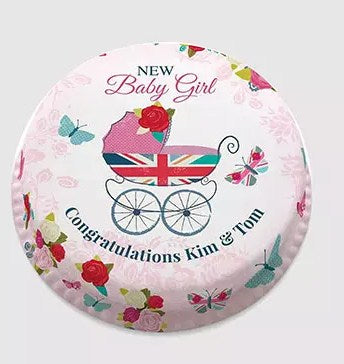 New Baby Girl Chocolate Photo Cake