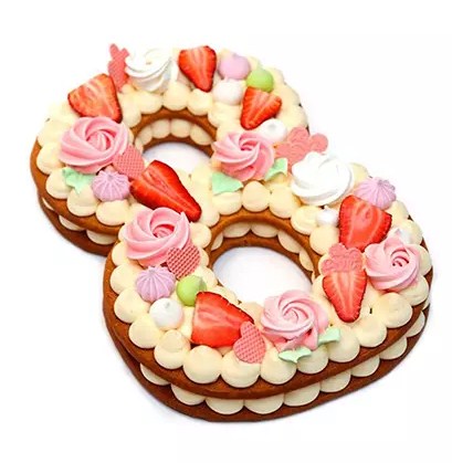 Number 8 Strawberries Decked Designer Vanilla Cake