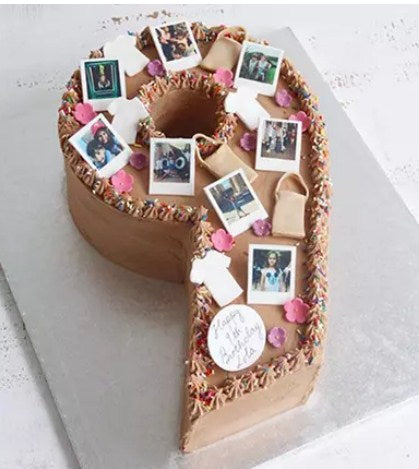 Number 9 Edible Photos Vanilla Cake