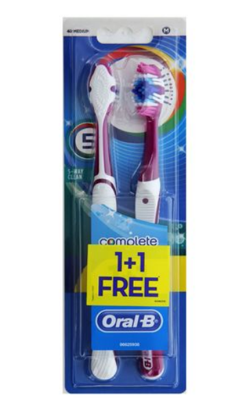 Oral-B Complex Five-Sided Cleaning Medium Toothbrush Pack of 2
