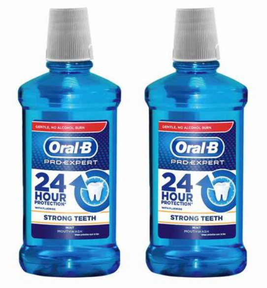 Oral B Pro-Expert Strong Teeth Mint Mouthwash 500ml x Pack of 2