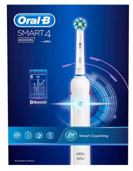 Oral-B Smart 4 4000N CrossAction Rechargeable Electric Toothbrush Powered by Braun (Wh