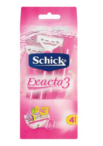 Pack Of 4Schick Exacta 3 Ladies Disposable Razor