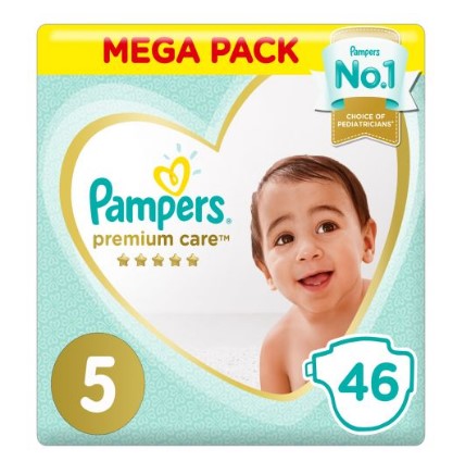 Pampers Premium Care Diapres Size 5 11-16 kg Mega Pack 46 count