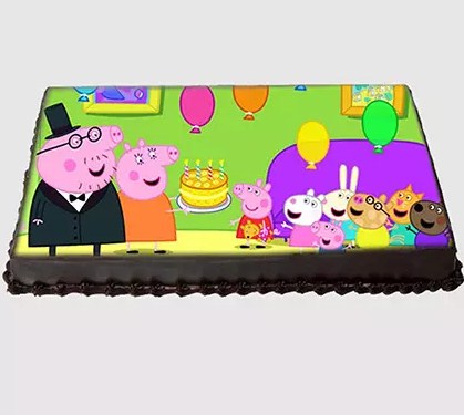 Peppa Pig Surprise Party Chocolate Photo Cake