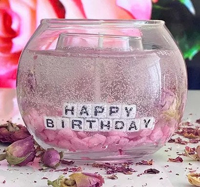 Personalised Handmade Pink Gel Candle