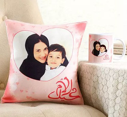 Personalised Hearty Cushion n Mug For Mom