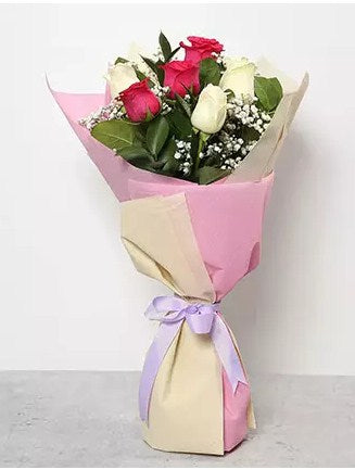 Pink and White Roses Bouquet Standard