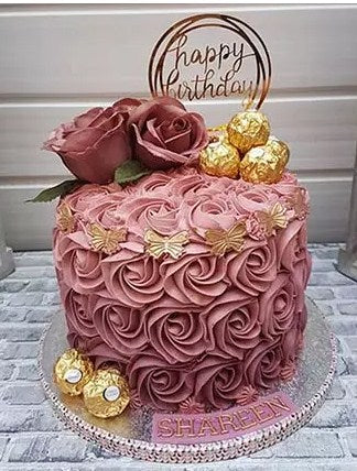 Rosy Birthday Chocolate Cake