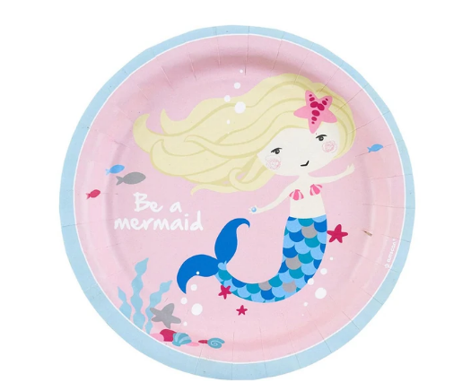 Be A Mermaid Paper Plates 7in, 8pcs
