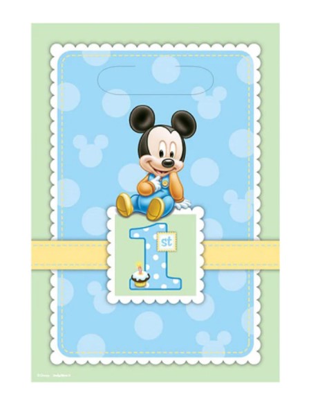 Mickey Mouse 1st Birthday Folded Loot Bags 8pcs