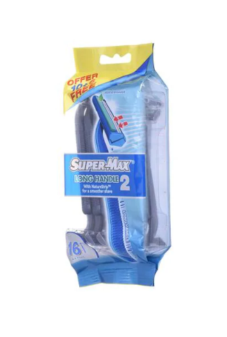 Supermax Men Disposable Long Handle Twin Blade 10+ 6 Free Razors