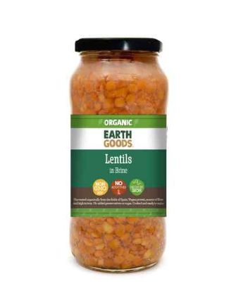 Earth Goods Organic Lentils in Brine Non GMO No Additives High in Iron 540g