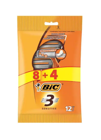 Bic 3 Sensitive Razors 12 Pieces