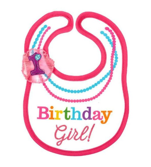 1st Birthday Girl Rainbow Fabric Bib