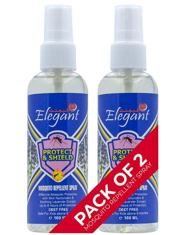 Elegant Mosquito & Tick Repellant Spray – 100ML – Pack of 2 – Soothing LAVENDER – Deet FREE – Tick