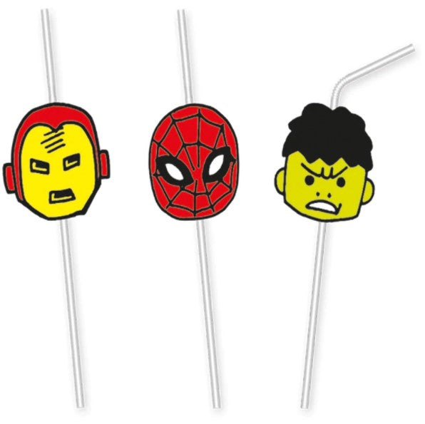 Avengers Pop Comic Marvel Drinking Straws 6pcs