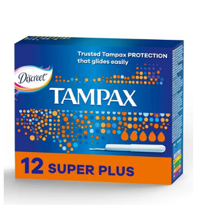 Tampax Cardboard Applicator Tampons Super Plus Absorbency 12 count