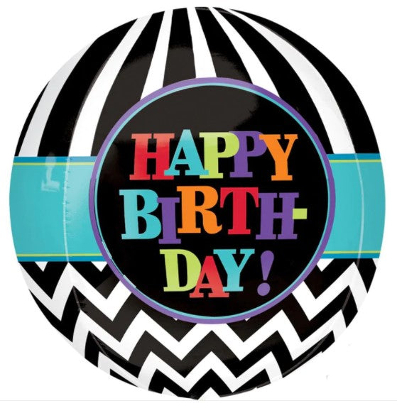 Dancing Lines Birthday Orbz Foil Balloon 38x40cm