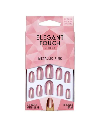 Elegant Touch False Nails Metallic Pink 24 count