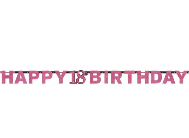 18 Pink Sparkling Celebration Letter Banner