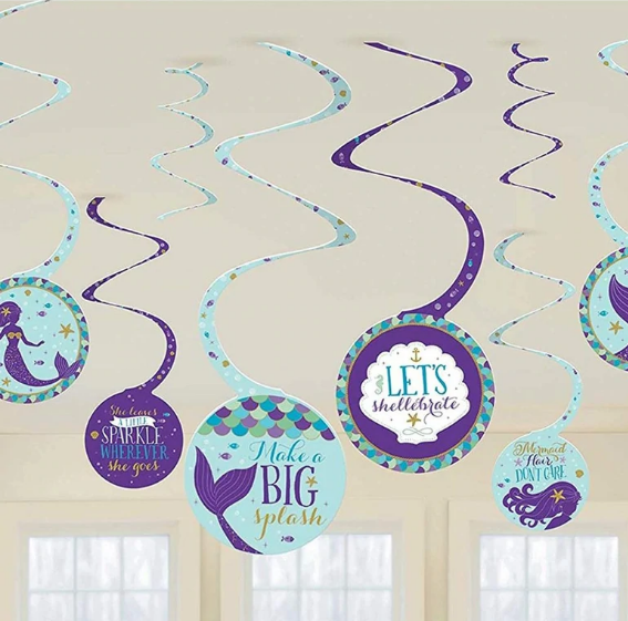 Mermaid Wishes Spiral Decorations 8pcs