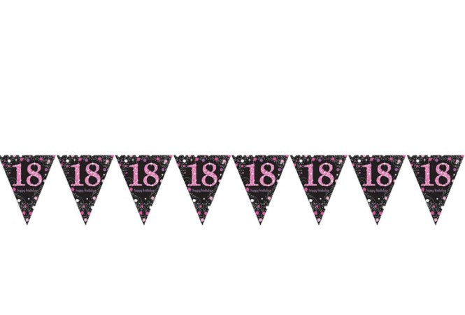18 Pink Sparkling Celebrations Pennant Banner