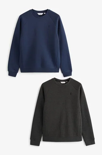 Crew Sweatshirt 2 Pack Denim Blue/ Charcoal Grey