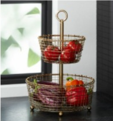 bendt gold 2 tier wire fruit basket