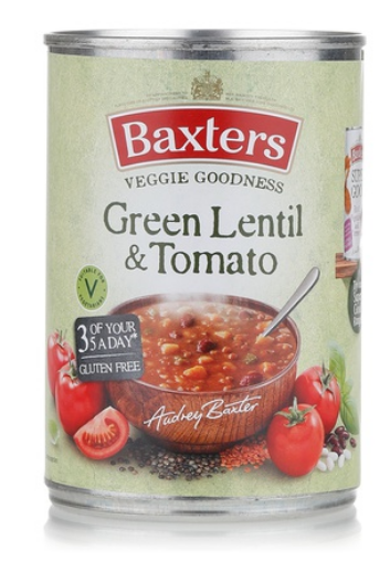 Baxters green lentil & tomato soup 400g