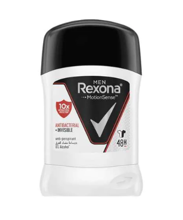 Rexona Men Antiperspirant Deodorant Stick 48 Hour Sweat And Odor Protection Antibacterial + Invisibl