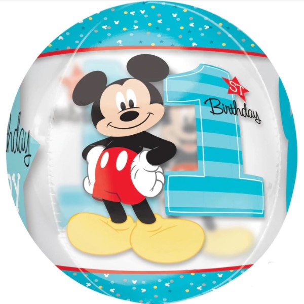Mickey 1st Birthday Orbz Balloon 38x40cm
