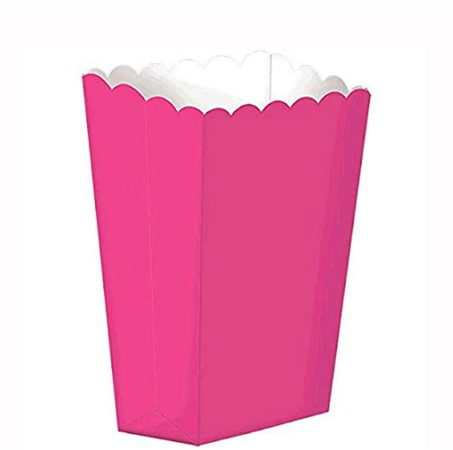 Bright Pink Small Paper Popcorn Boxes 5pcs