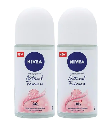 Nivea Natural Fairness Deodorant Roll On 50ml x2