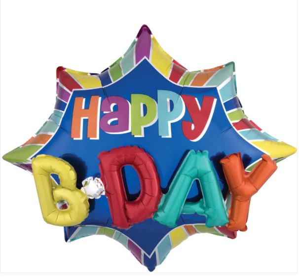Burst Happy Birthday Multi Balloon 35x29in