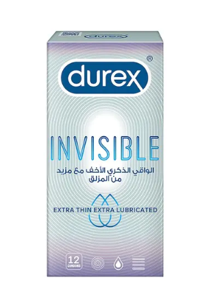 Durex Invisible Extra Thin Extra Lubricated Condoms Clear 12 count
