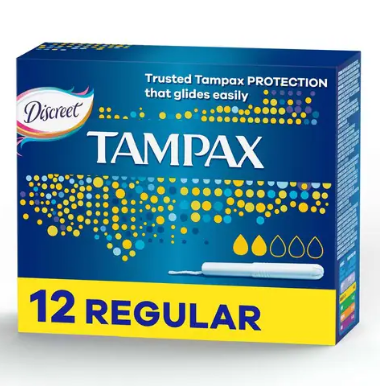 Tampax Cardboard Applicator Tampons Regular Absorbency 12 count