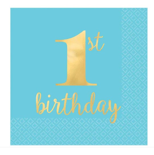 Blue Premium 1st Birthday Lunch Tissues 16pcs