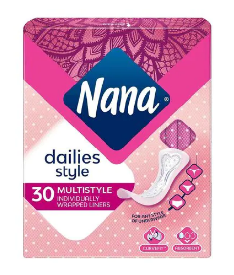 Nana Daily Fresh Multi Style Normal Panty Liners White 30 count