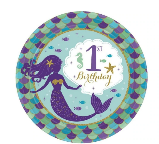 My First Mermaid Paper Plates 7in, 8pcs