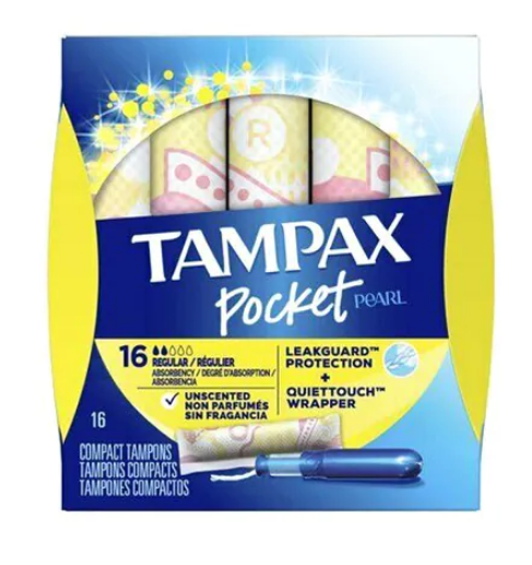 Tampax Pearl Regular Large Sanitary Pads With Wings White 16 count