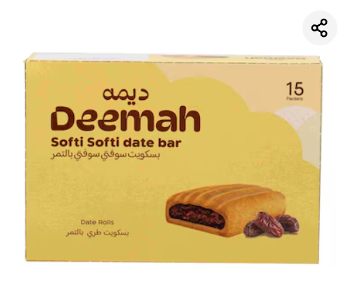 Deemah Softi Date Filled Biscuit Bar, 21g Pack of 15